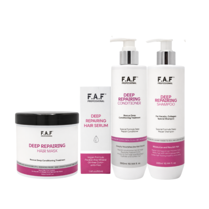 F.A.F Professional Deep Repairing Hair Care Set – Shampoo, Conditioner, Mask & Serum for Damaged Hair